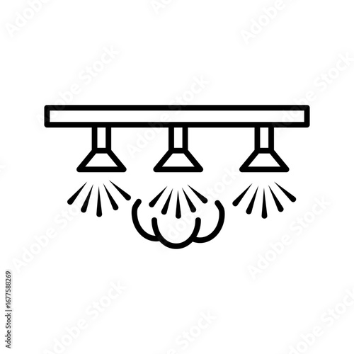 Water sprayer icon. Also called spider and nozzle spray. Part of water mist system used to spray liquid or humidity fog watering. To apply herbicide, pesticide and fertilizer on agricultural crop.
