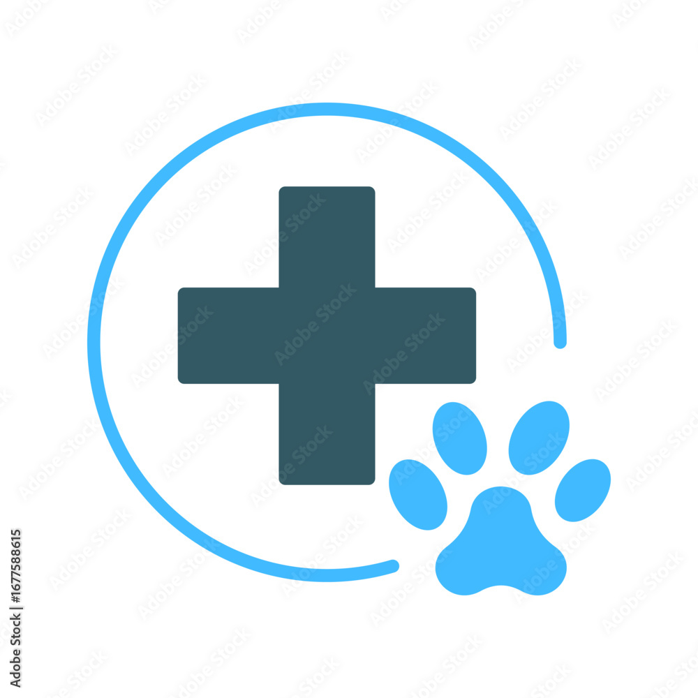 Fototapeta premium Vet Icon, Veterinarian, Cat and Dog. Vector Silhouette Icon