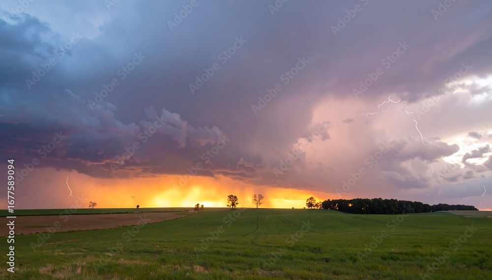 Fototapeta premium Dramatic storm clouds over a field (1)