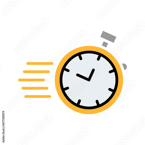 Fast response time clock vector symbol. quick, rush or faster work service icon. rapid delivery symbol.	