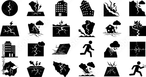earthquake icons set