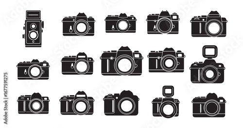 Camera silhouette icon bundle illustration