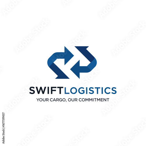 Free Download Swift Logistics logo featuring two blue arrows forming a circular shape, with the company name and tagline below. - GFXLoad