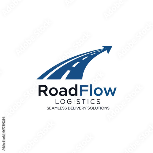 Free Download RoadFlow Logistics logo featuring a road graphic with an arrow, representing seamless delivery solutions. - GFXLoad