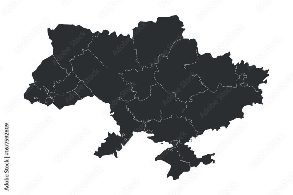 Obraz premium Detailed Vector Map of Ukraine with Regions on White Background for Geographic and Political Projects