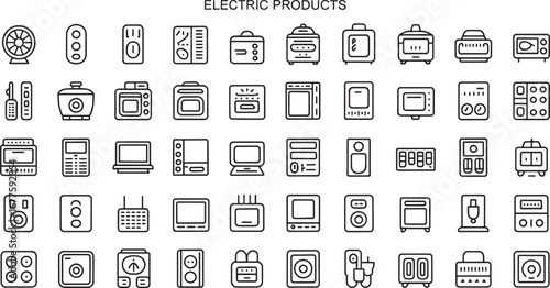 electric products icons bold black line art clean presentation set illustration royalty free stock photos premium quality
