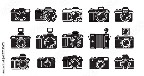 Camera silhouette icon bundle illustration