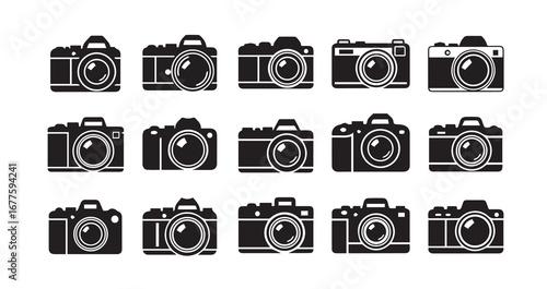 Camera silhouette icon bundle illustration