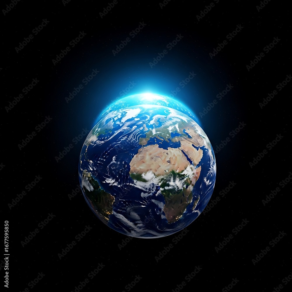 Fototapeta premium Earth in space, radiant light