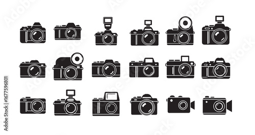 Camera silhouette icon bundle illustration