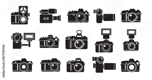 Camera silhouette icon bundle illustration