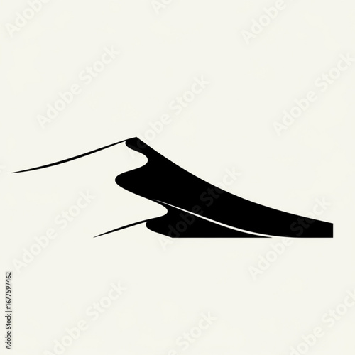 Minimalist black and white abstract depiction of sand dunes