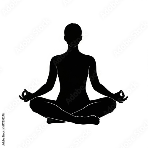 Black silhouette of a person meditating in lotus pose