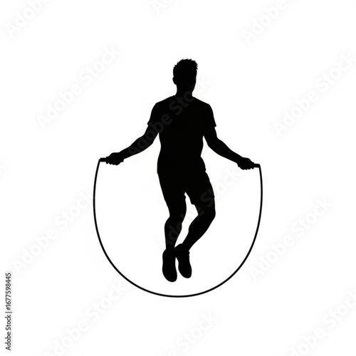 Silhouette of a man jumping rope for fitness and exercise