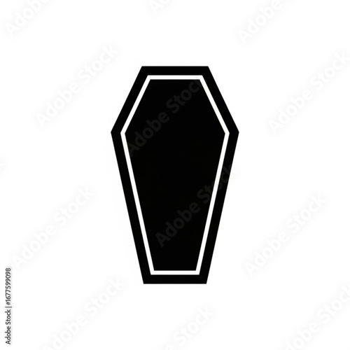 Simple black coffin icon on a white background