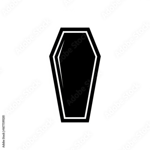 Simple black coffin icon on white background
