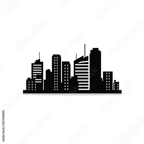 Silhouette of a modern city skyline with tall buildings