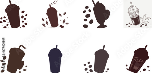 Hand drawn vector illustration of Indian street food and drinks set including samosa, pakora, momo dumplings, pani puri, cold drinks, ginger ale, juice and coffee – colorful cartoon snack icons for re