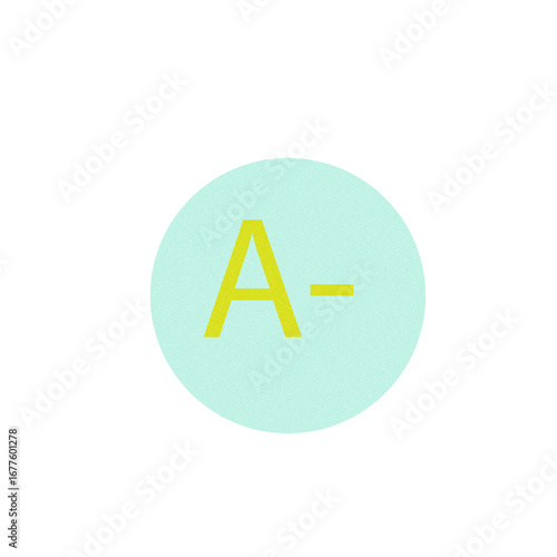 Circle icon with yellow a- letter and hyphen symbol transparent background