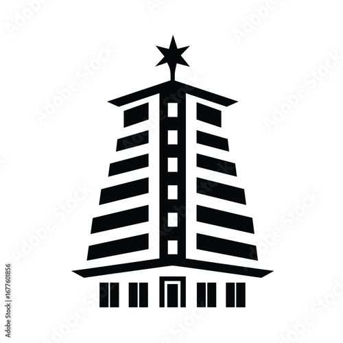 Stylized indian temple tower with a star on top
