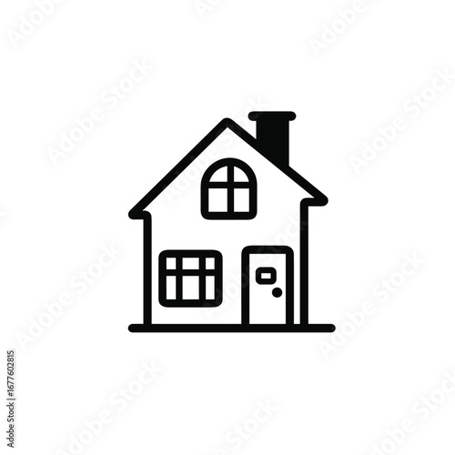 Simple hand drawn outline of a two story house with chimney