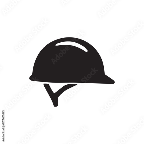 Simple black icon of a riding helmet with chin strap for equestrian safety