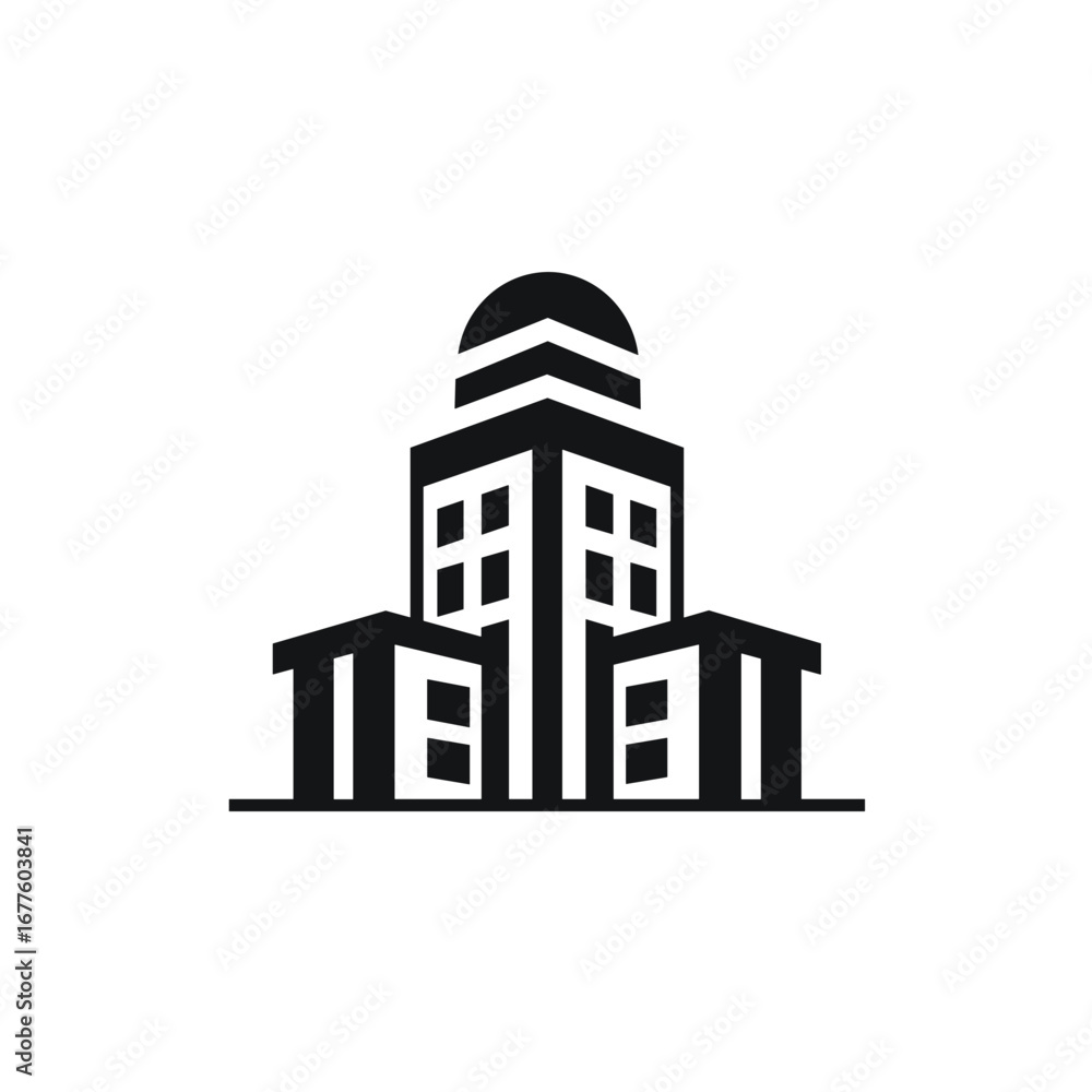 Naklejka premium Modern silhouette of a grand building with a dome