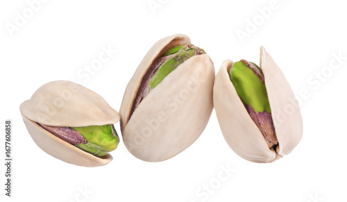 Wallpaper Mural Pistachio nuts in shell on white background. Healthy Snack Rich in protein. Pistachios in a wooden bowl and scoop. Torontodigital.ca
