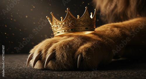 Golden crown lion paw majestic powerful theme