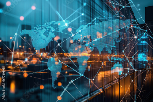 Global connectivity networks and supply chain logistics representing intricate value chains