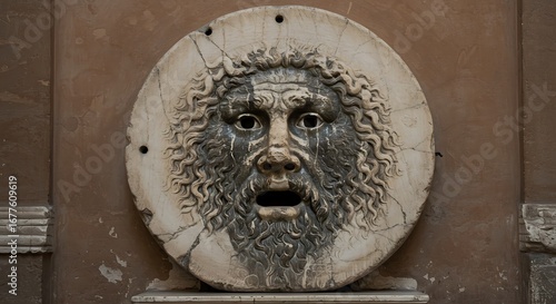 Ancient Roman Sculpture of Bocca della Verit? evoking history and mystery for visitors