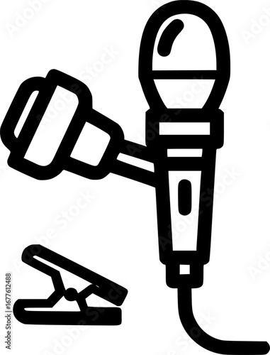 Lavalier microphone outline icon vector
