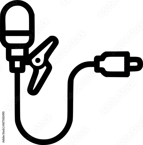 Lavalier microphone outline icon vector

