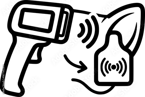 Livestock rfid ear tag scanner outline icon vector
