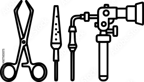 Laparoscopic instrument outline icon vector
