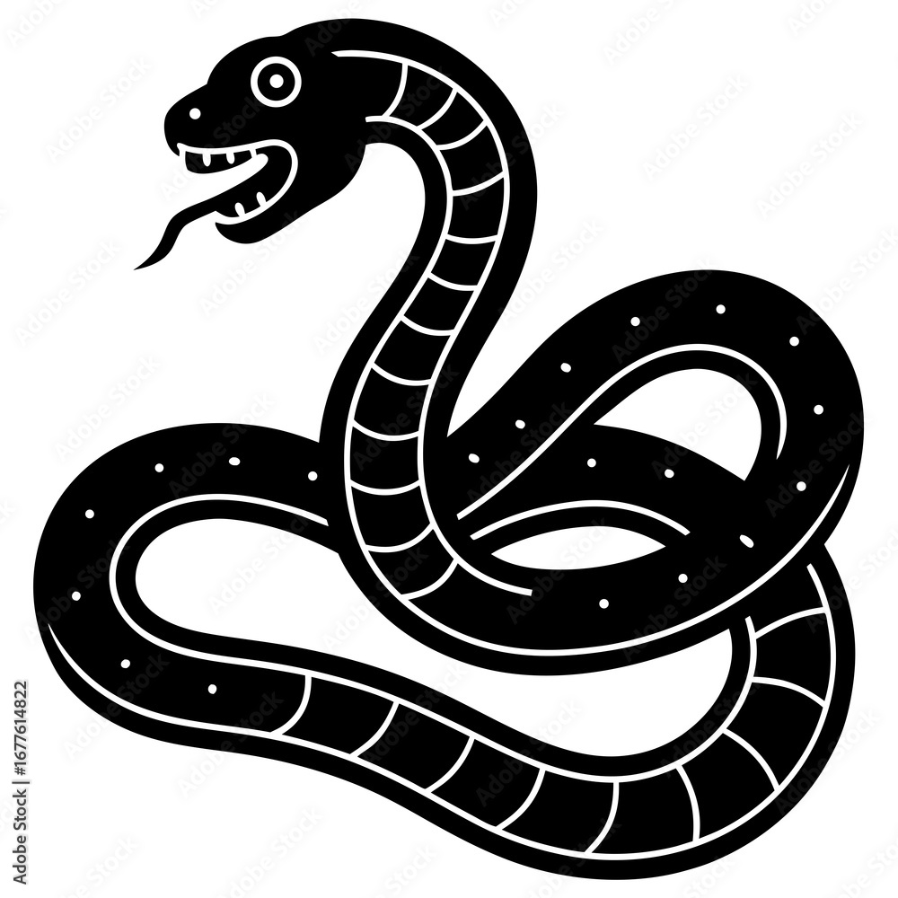 Fototapeta premium vector illustration silhouette icon of a coiled snake