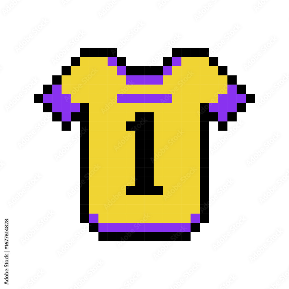 Fototapeta premium Pixel Art Sports Yellow and Purple Jersey Number 1