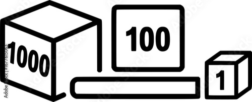 Base ten blocks outline icon vector
