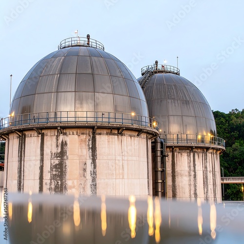 Industrial storage tanks at a facility