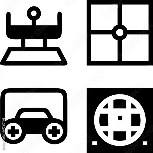 Modern icons represent technology, gaming, and digital concepts in a clean, minimalist style.