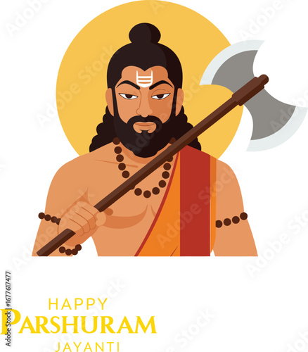 Hindu Lord Parshuram Holding an Axe, a Celebration of the Sixth Incarnation of Lord Vishnu, a Symbol of Power, and Righteousness.
