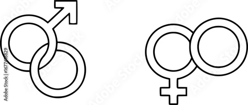 set of Male and female gender vector symbol. Graphic linear icons isolated on a white background.

