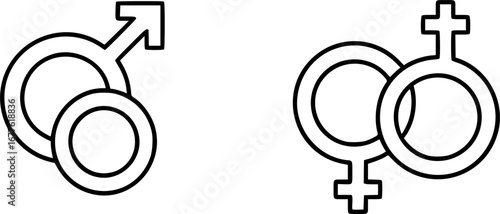set of Male and female gender vector symbol. Graphic linear icons isolated on a white background.
