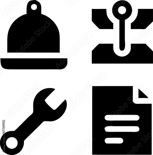 Four essential icons representing service, support, and information for business and technology needs.