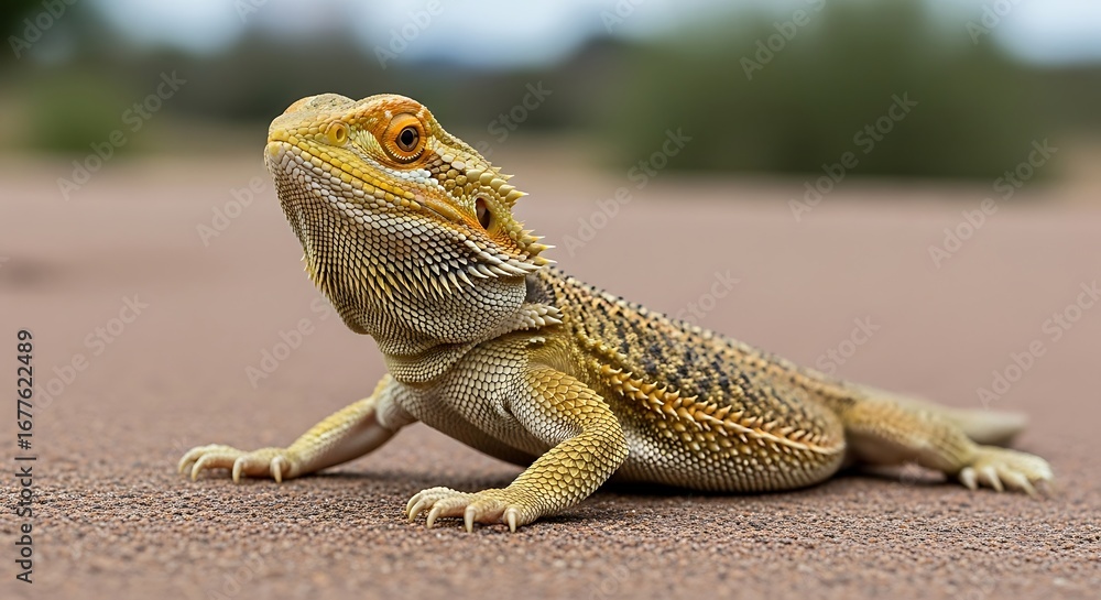 Fototapeta premium Bearded Dragon Basking in the Sun.