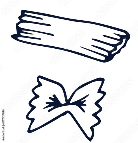 Line drawing cartoon wheat pasta stock illustration