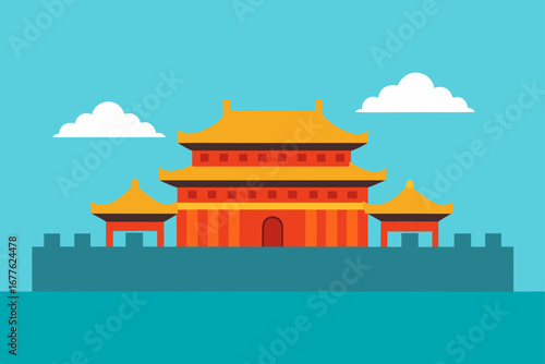 vector illustration of chinese temple