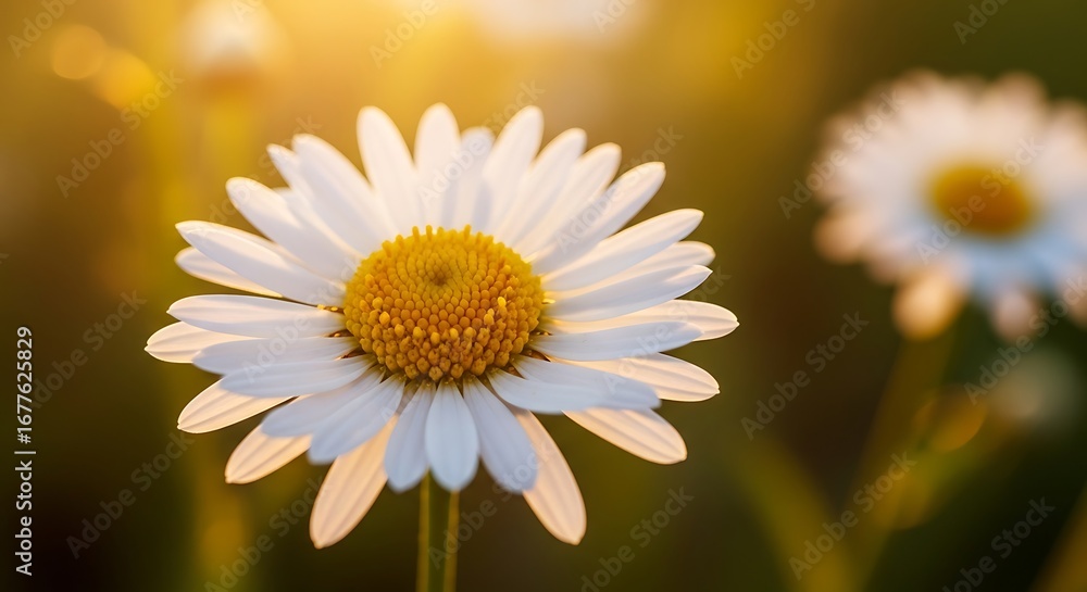 Fototapeta premium Bright Daisy Flower Bathed in Golden Sunlight.