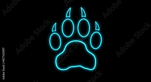 Neon bear paw print graphic design
