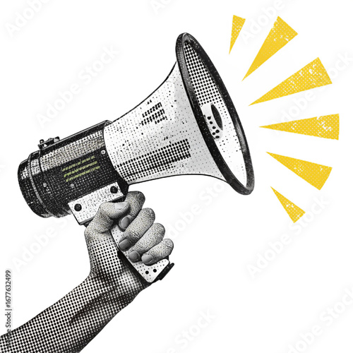 halftone megaphone